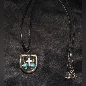 Beaded Buckle with Cross Necklace